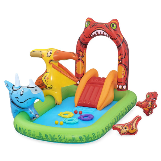 Marlook Kids Inflatable Play Splash Pool with Slide Ball Tossing Toys 242x140cm
