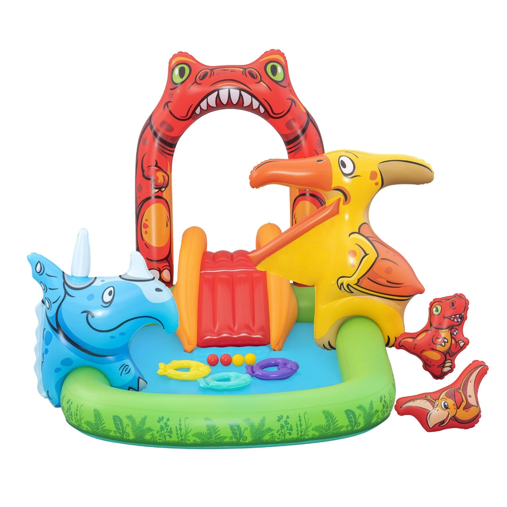 Marlook Kids Inflatable Play Splash Pool with Slide Ball Tossing Toys 242x140cm