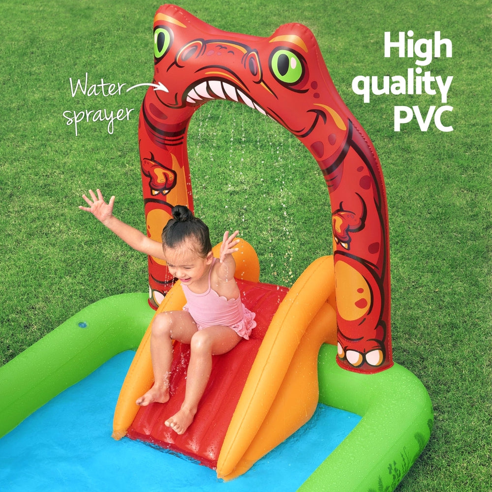 Marlook Kids Inflatable Play Splash Pool with Slide Ball Tossing Toys 242x140cm