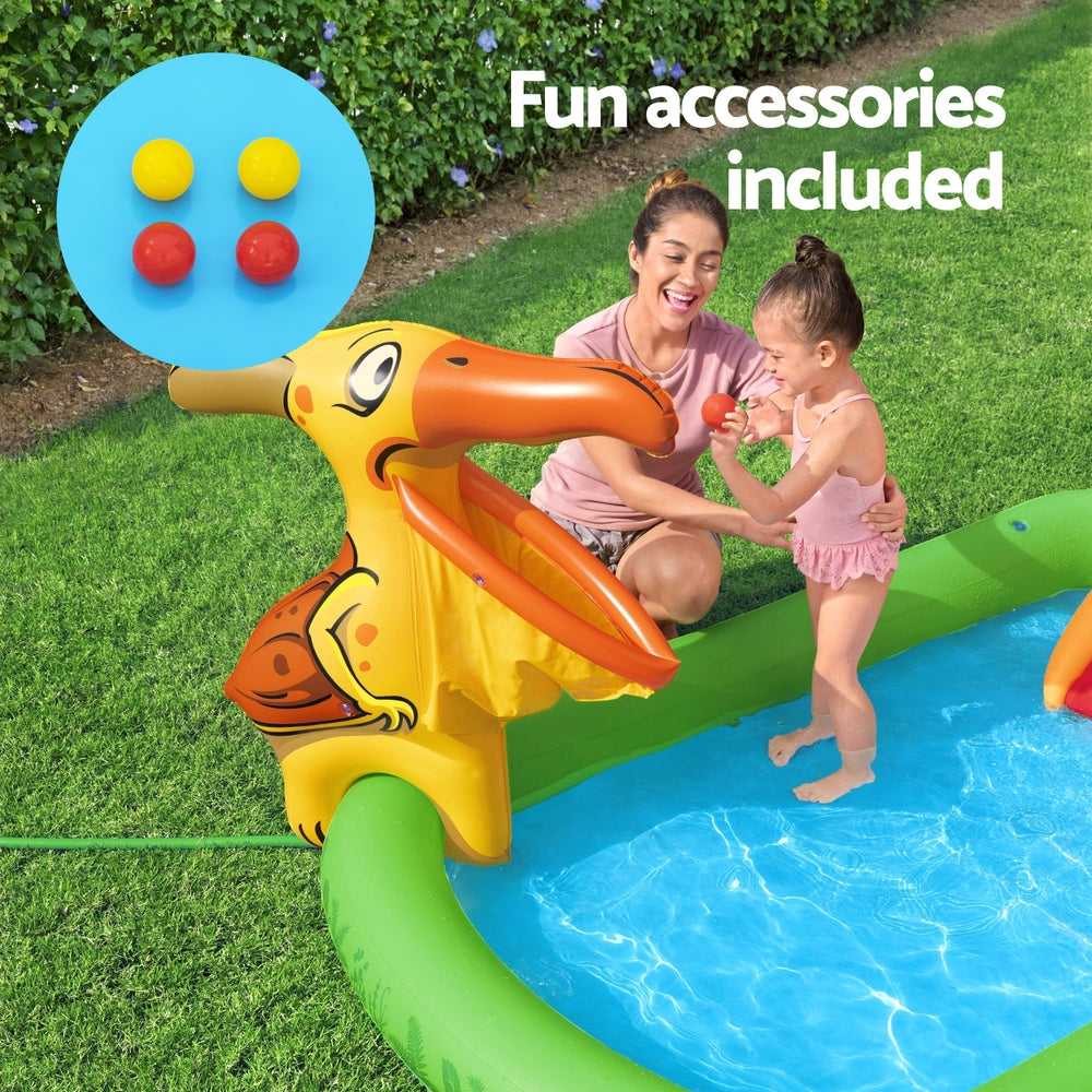Marlook Kids Inflatable Play Splash Pool with Slide Ball Tossing Toys 242x140cm