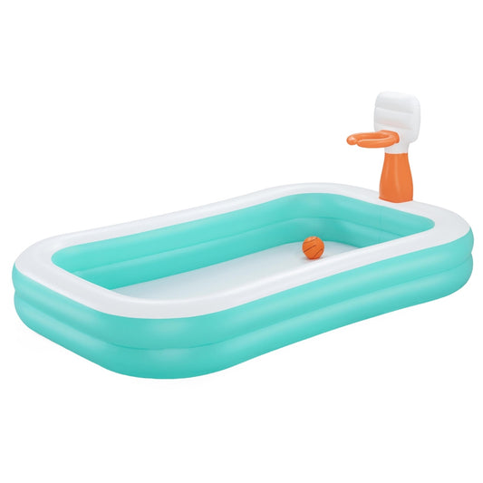 Marlook Kids Inflatable Pool Above Ground Play Pools Basketball Hoop 251x168cm