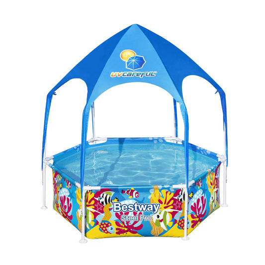 Marlook Kids Pool 183x51cm Steel Frame Swimming Play Pools Canopy 930L