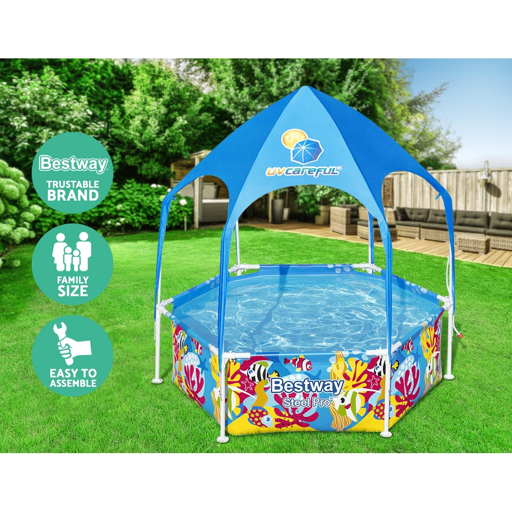 Marlook Kids Pool 183x51cm Steel Frame Swimming Play Pools Canopy 930L