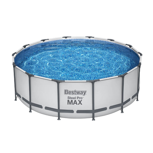 Marlook Swimming Pool 427x427x122cm Steel Frame Above Ground Pools Round Filter Pump Ladder