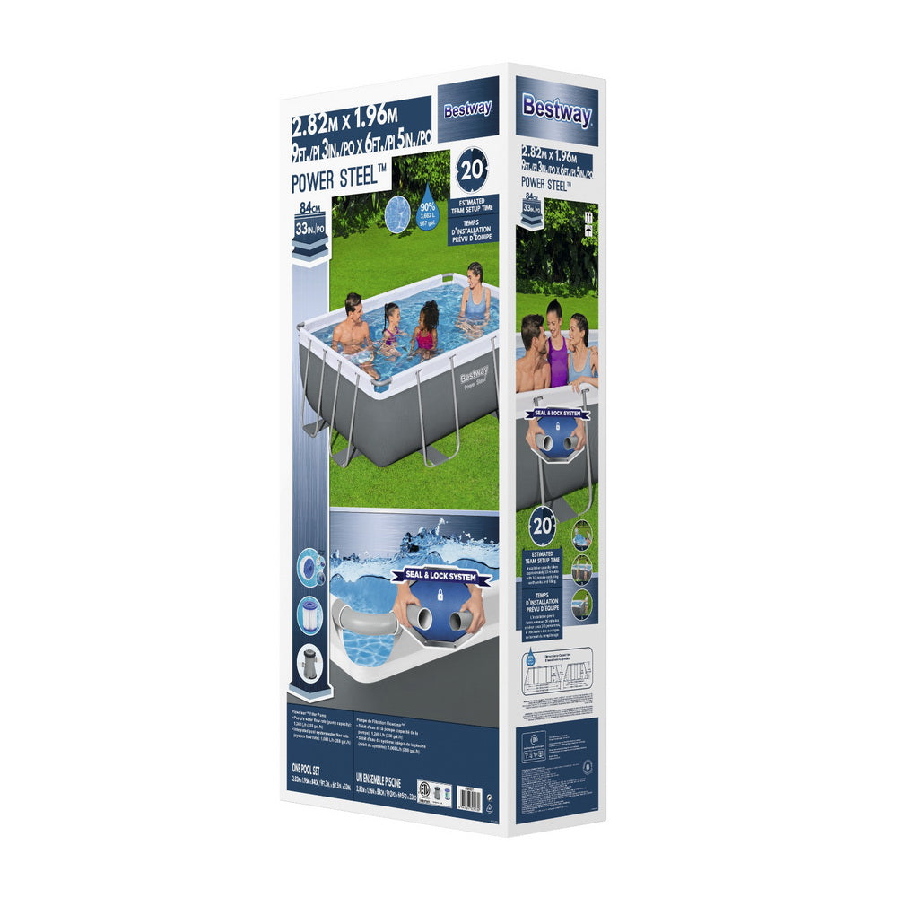 Marlook Swimming Pool 282x196x84cm Steel Frame Above Ground Pools Filter Pump 3662L