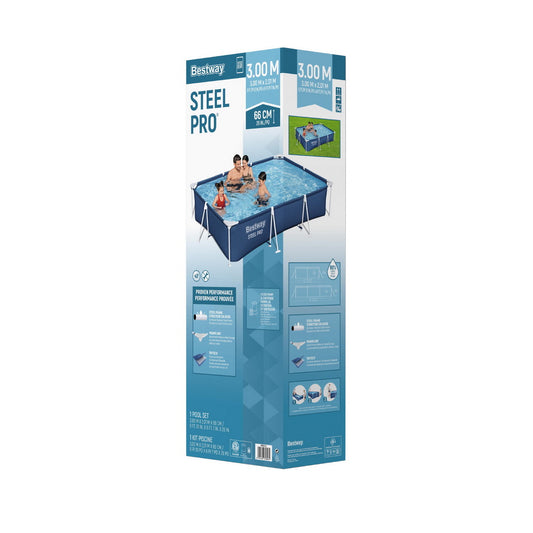 Marlook Swimming Pool 300x201x66cm Steel Frame Above Ground Pools w/ Filter Pump 3300L