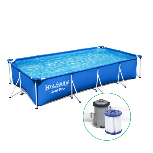 Marlook Swimming Pool 400x211x81cm Steel Frame Above Ground Pools w/ Filter Pump 5700L
