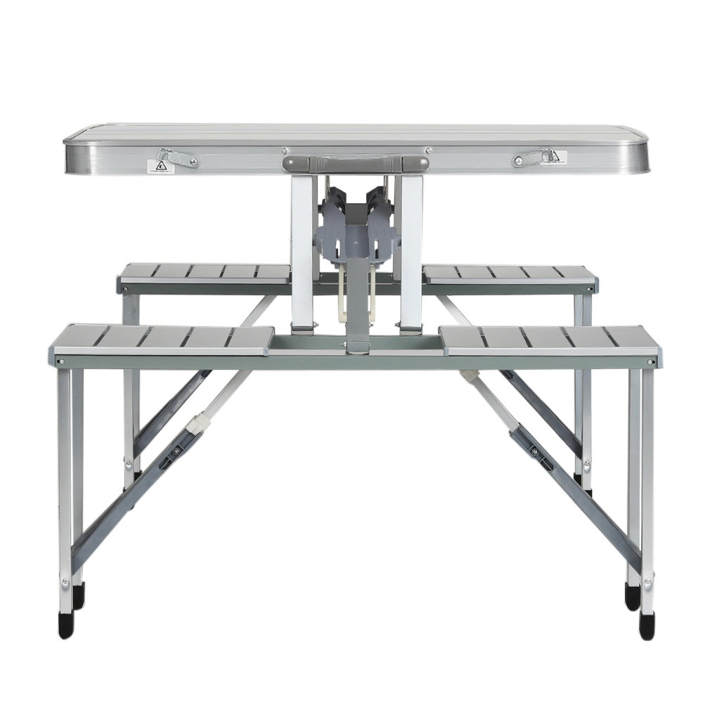 Marlook Folding Camping Table Outdoor Picnic BBQ With 2 Bench Chairs Set
