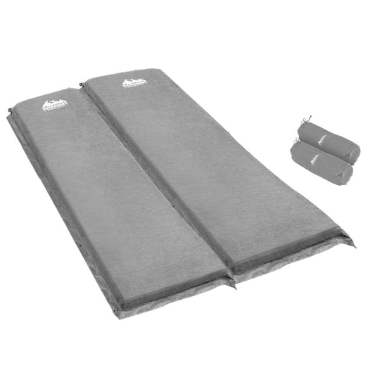 Marlook Self Inflating Mattress Camping Sleeping Mat Air Bed Double Set Grey