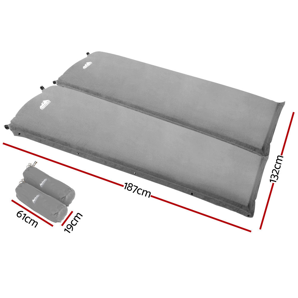 Marlook Self Inflating Mattress Camping Sleeping Mat Air Bed Double Set Grey