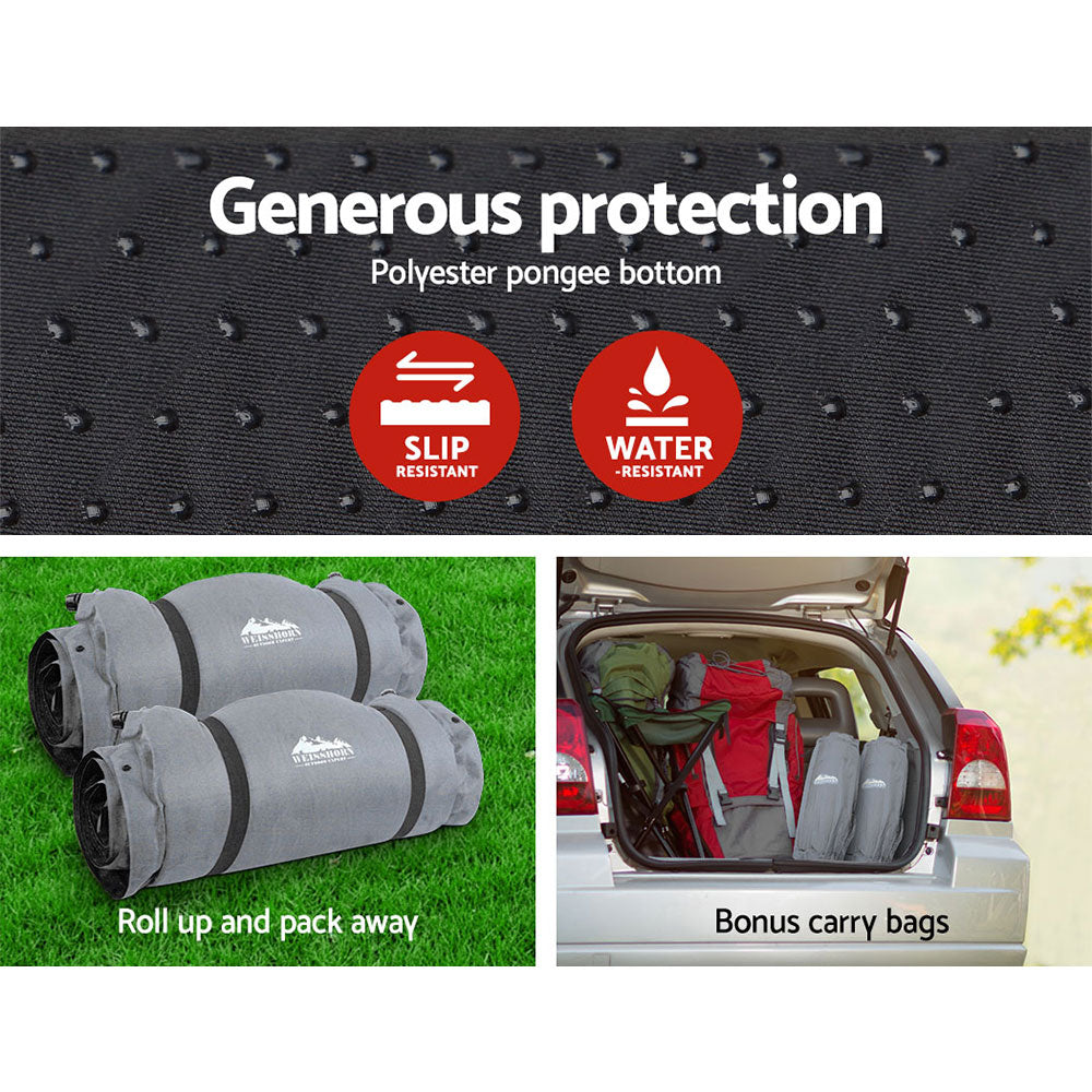 Marlook Self Inflating Mattress Camping Sleeping Mat Air Bed Double Set Grey