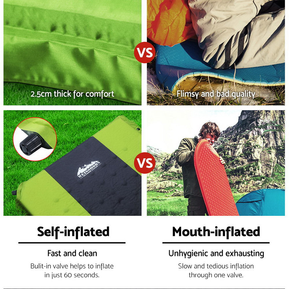 Marlook Self Inflating Mattress Camping Sleeping Mat Air Bed Pad Double Green
