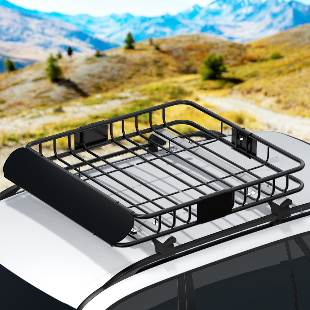 Marlook Universal Car Roof Rack Basket Luggage Vehicle Cargo Carrier 111cm Black