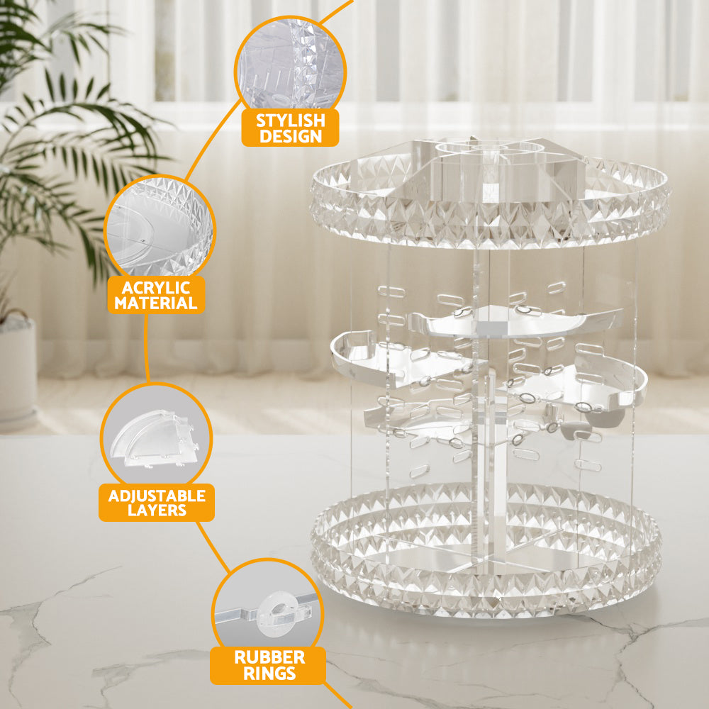 Marlook Makeup Case Acrylic Rotating Cosmetic Organizer Storage Display Holder