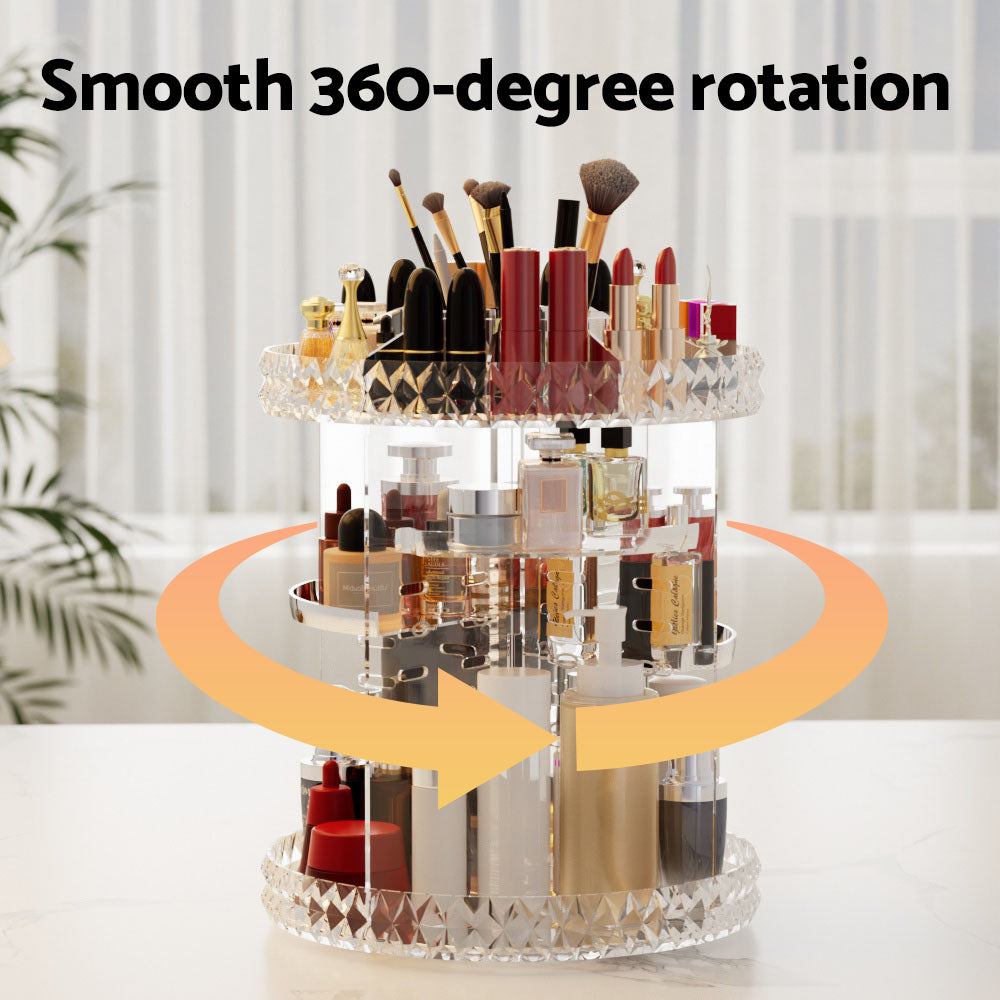 Marlook Makeup Case Acrylic Rotating Cosmetic Organizer Storage Display Holder