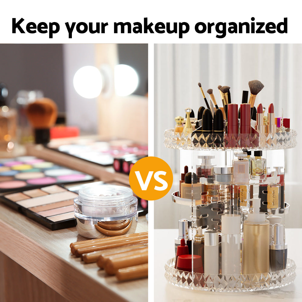 Marlook Makeup Case Acrylic Rotating Cosmetic Organizer Storage Display Holder