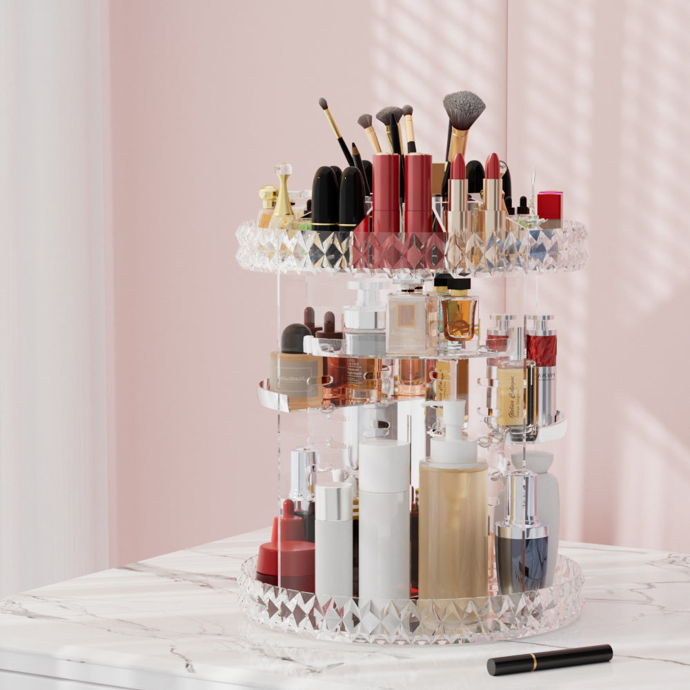 Marlook Makeup Case Acrylic Rotating Cosmetic Organizer Storage Display Holder