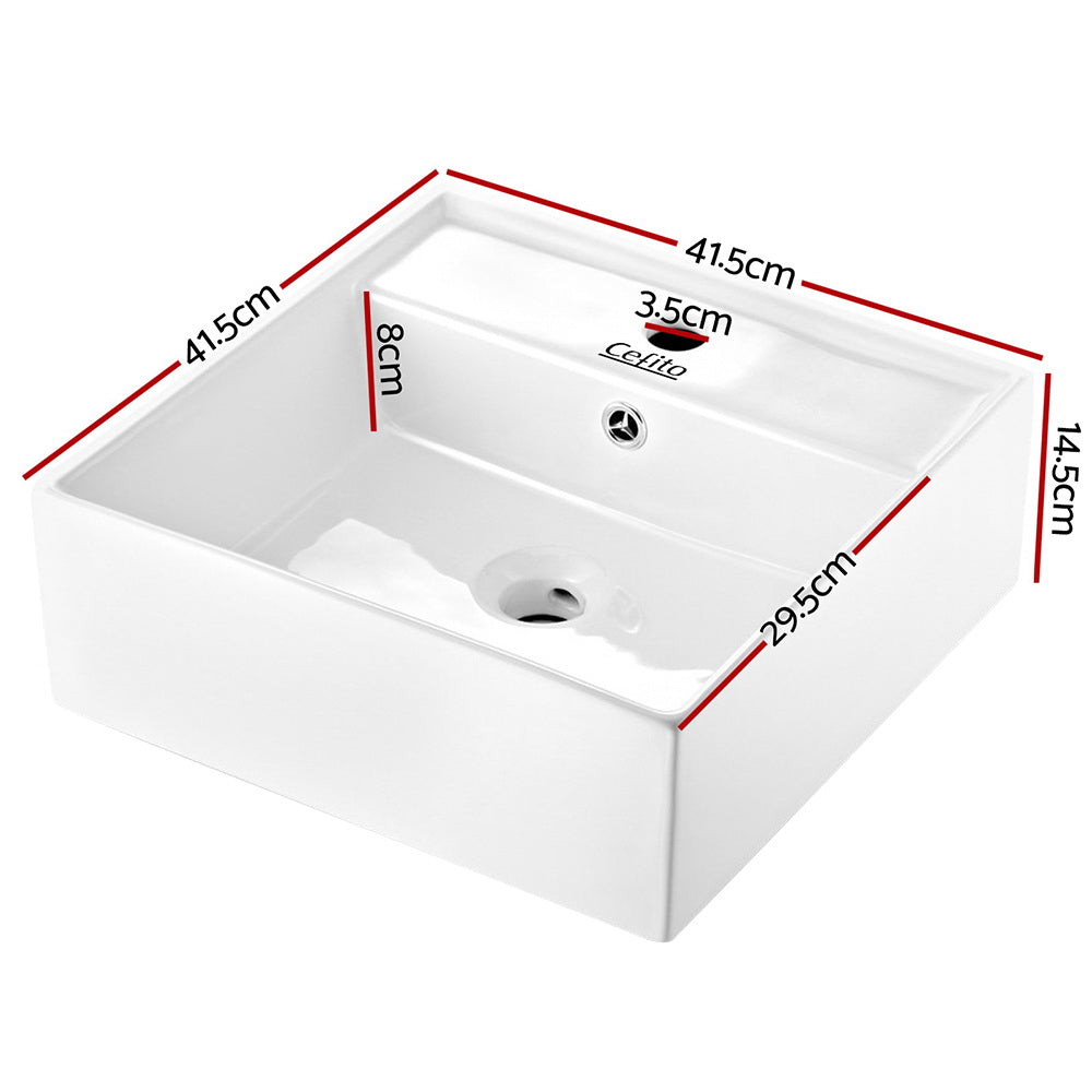 Marlook Bathroom Basin Ceramic Vanity Sink Hand Wash Bowl 41x41cm