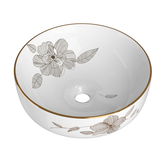 Marlook Bathroom Basin Ceramic Vanity Sink Hand Wash Bowl with Pattern 41x41cm