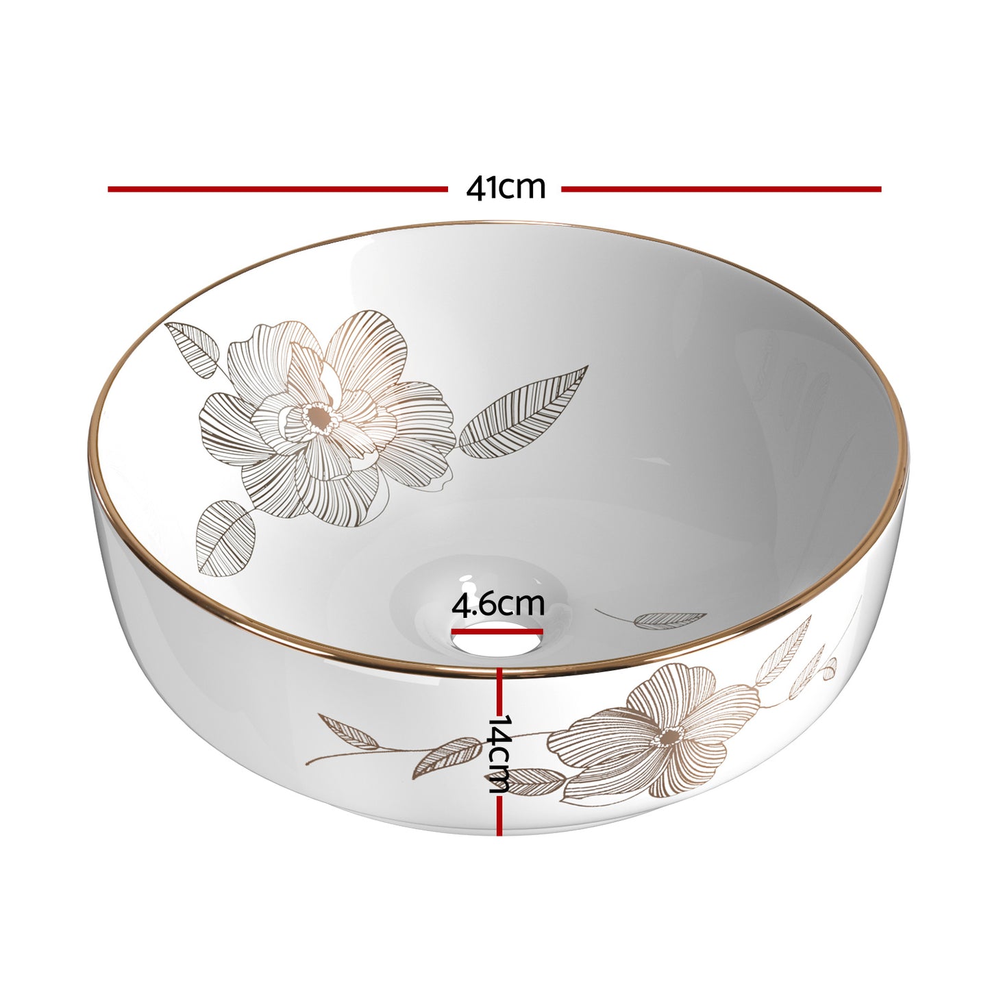 Marlook Bathroom Basin Ceramic Vanity Sink Hand Wash Bowl with Pattern 41x41cm