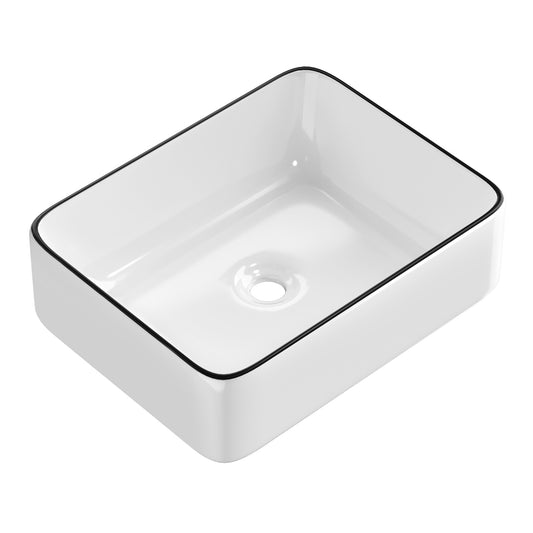 Marlook Bathroom Basin Ceramic Vanity Sink Hand Wash Bowl Above Counter 48x37cm