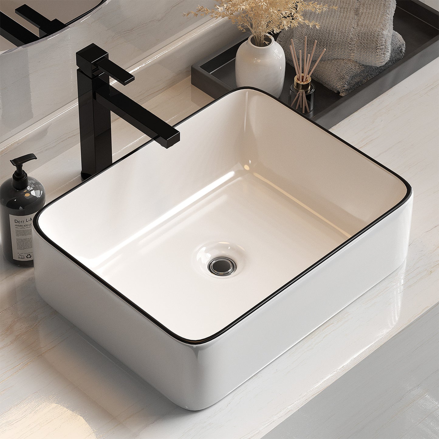 Marlook Bathroom Basin Ceramic Vanity Sink Hand Wash Bowl Above Counter 48x37cm
