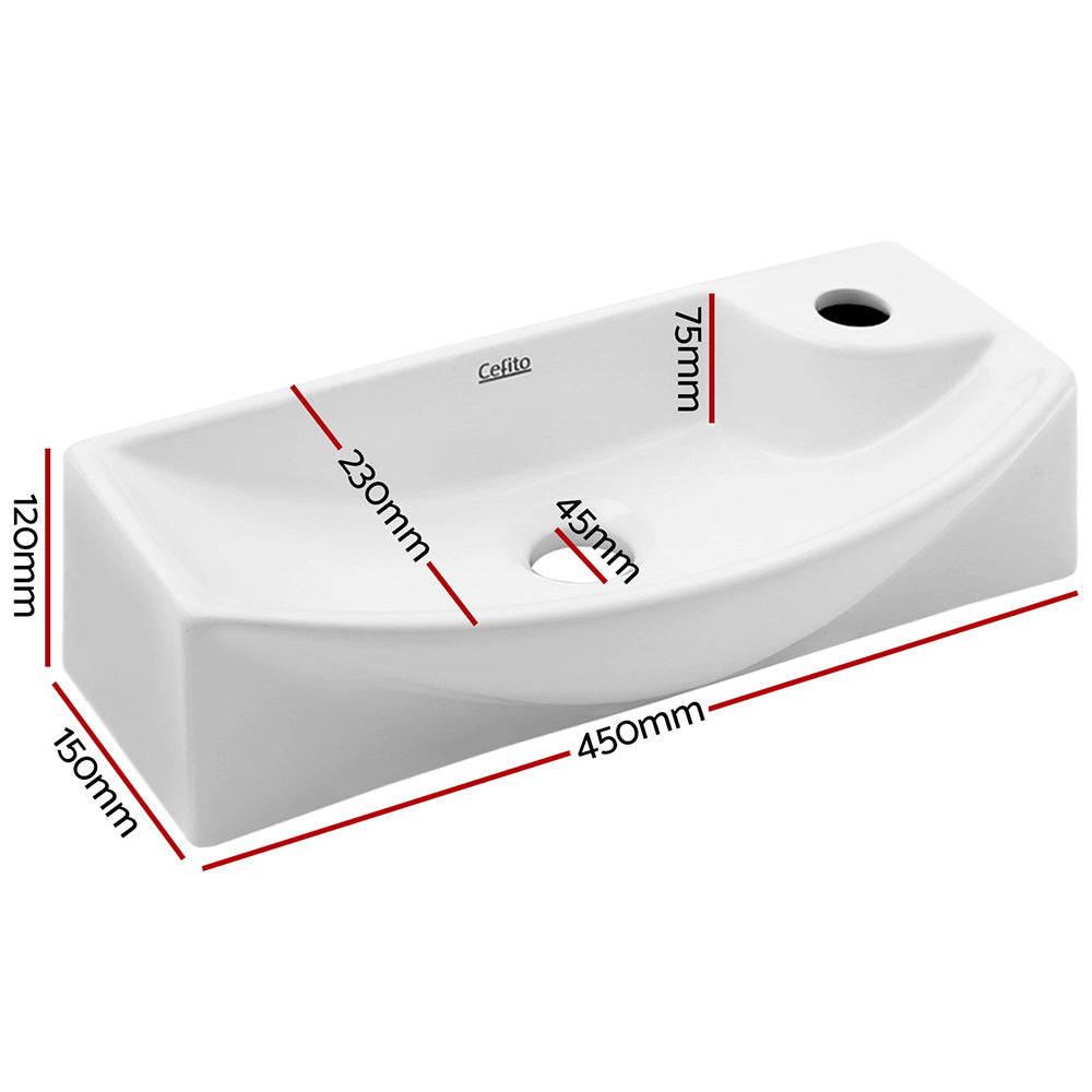 Marlook Bathroom Basin Ceramic Vanity Sink Hand Wash Bowl 45x23cm