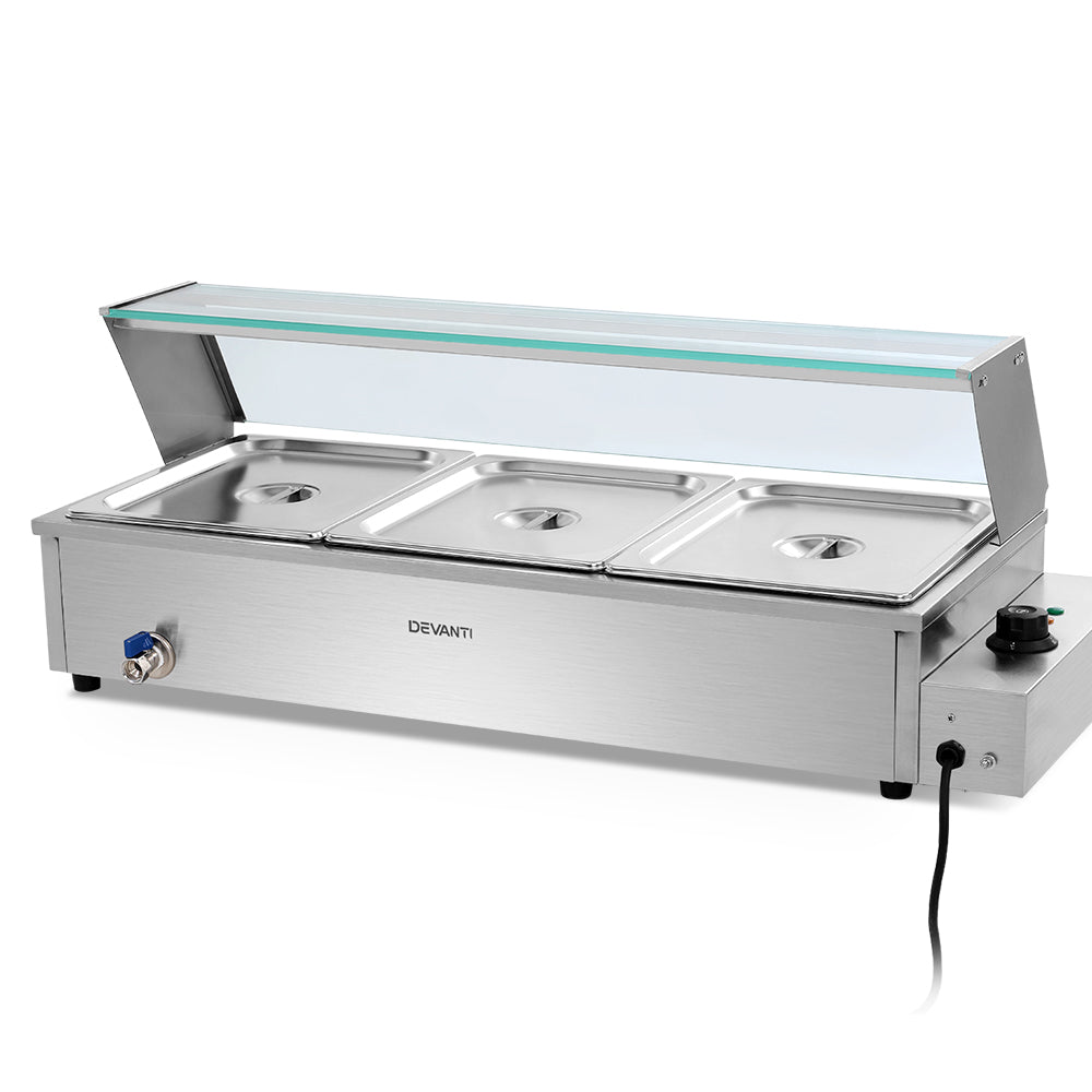 Marlook Commercial Food Warmer Bain Marie 3 Electric Buffet Pans