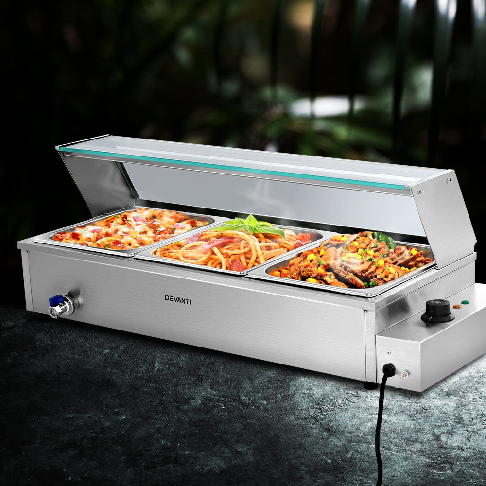 Marlook Commercial Food Warmer Bain Marie 3 Electric Buffet Pans