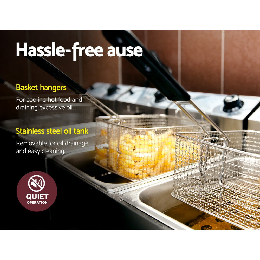 Marlook 20L Electric Commercial Deep Fryer Double Baskets 4400W