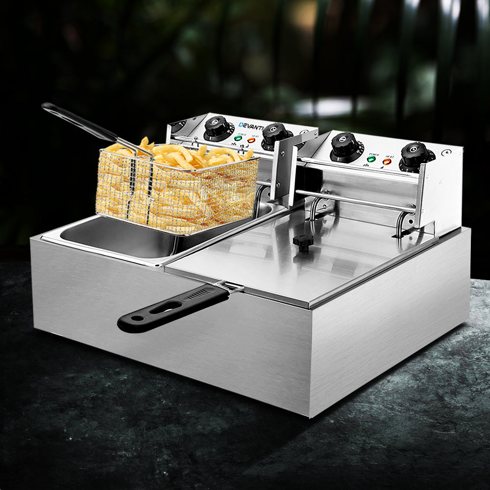 Marlook 20L Electric Commercial Deep Fryer Double Baskets 4400W