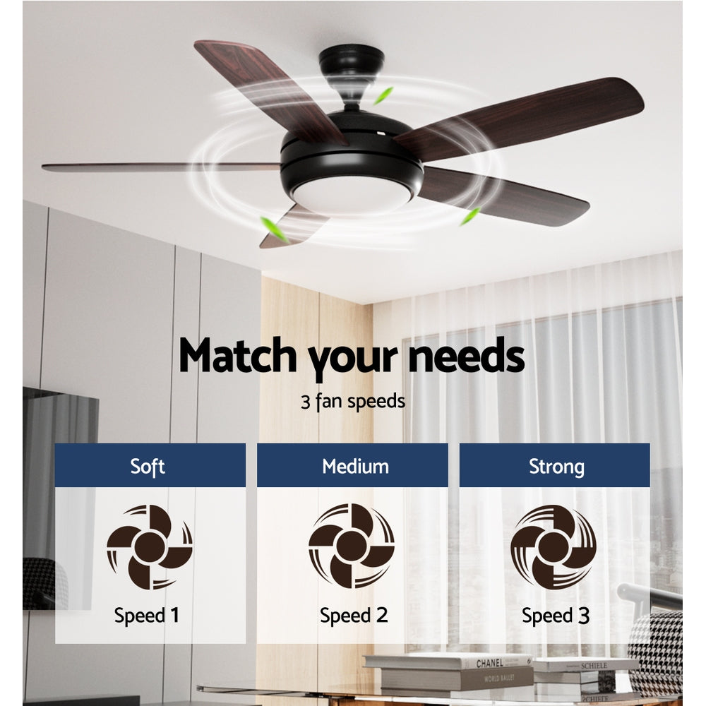Marlook 52'' Ceiling Fan AC Motor 5 Blades w/Light - Dark Wood