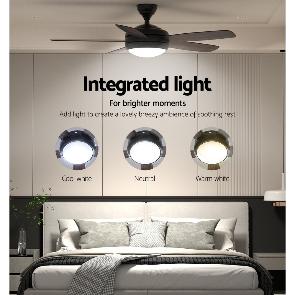 Marlook 52'' Ceiling Fan AC Motor 5 Blades w/Light - Dark Wood
