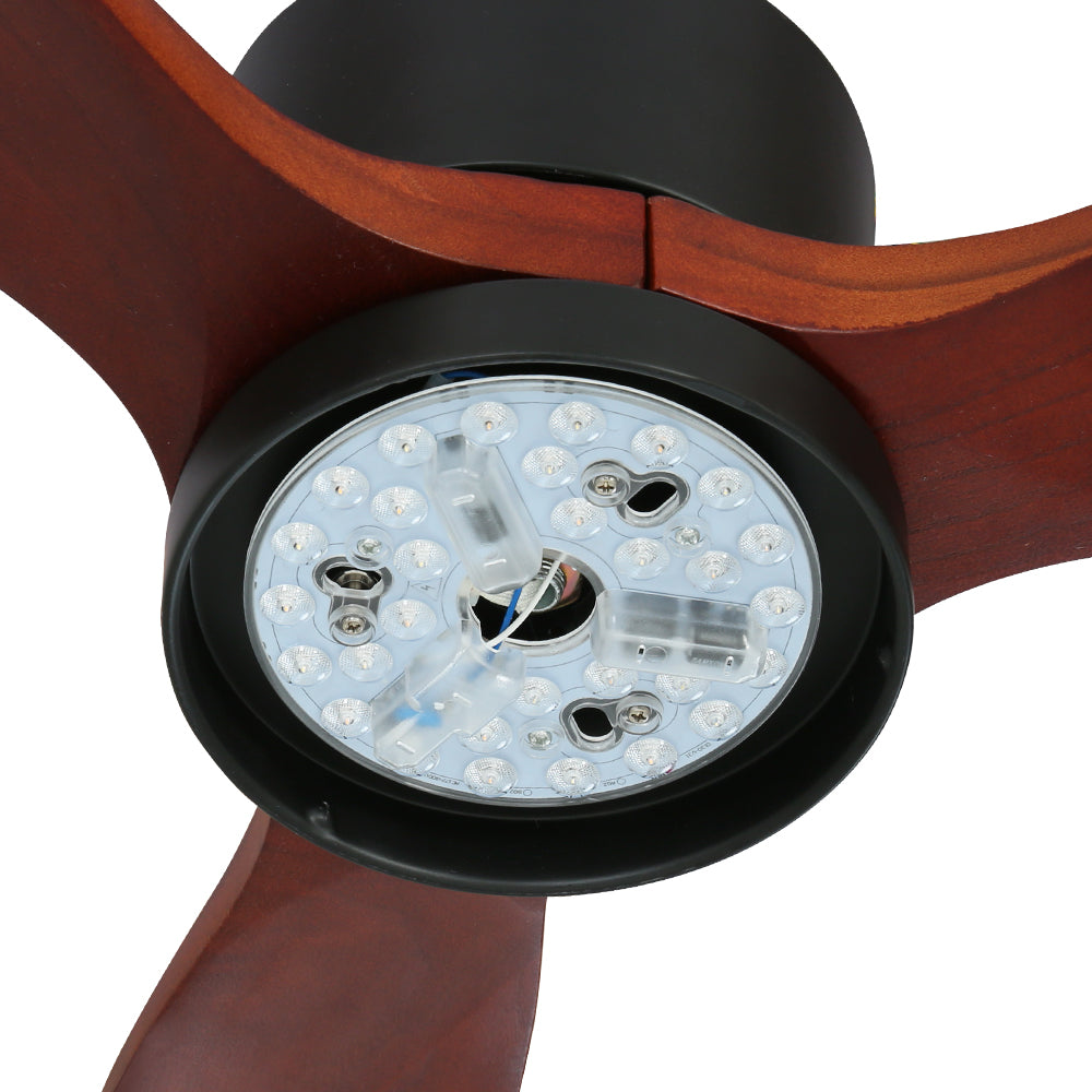 Marlook 52'' Ceiling Fan AC Motor 3 Blades w/Light - Dark Wood