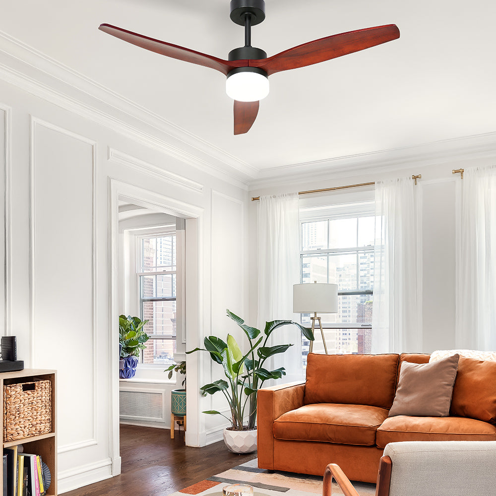 Marlook 52'' Ceiling Fan AC Motor 3 Blades w/Light - Dark Wood