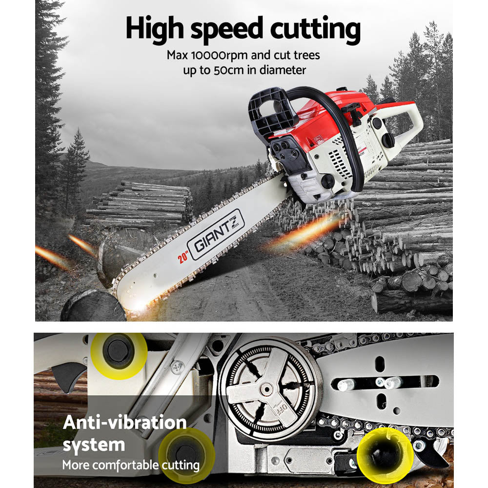 Marlook Chainsaw Petrol 52CC 20" Bar Commercial E-Start Pruning Chain Saw White,Marlook Chainsaw Petrol 52CC 20" Bar Commercial E-Start Pruning Chain Saw White