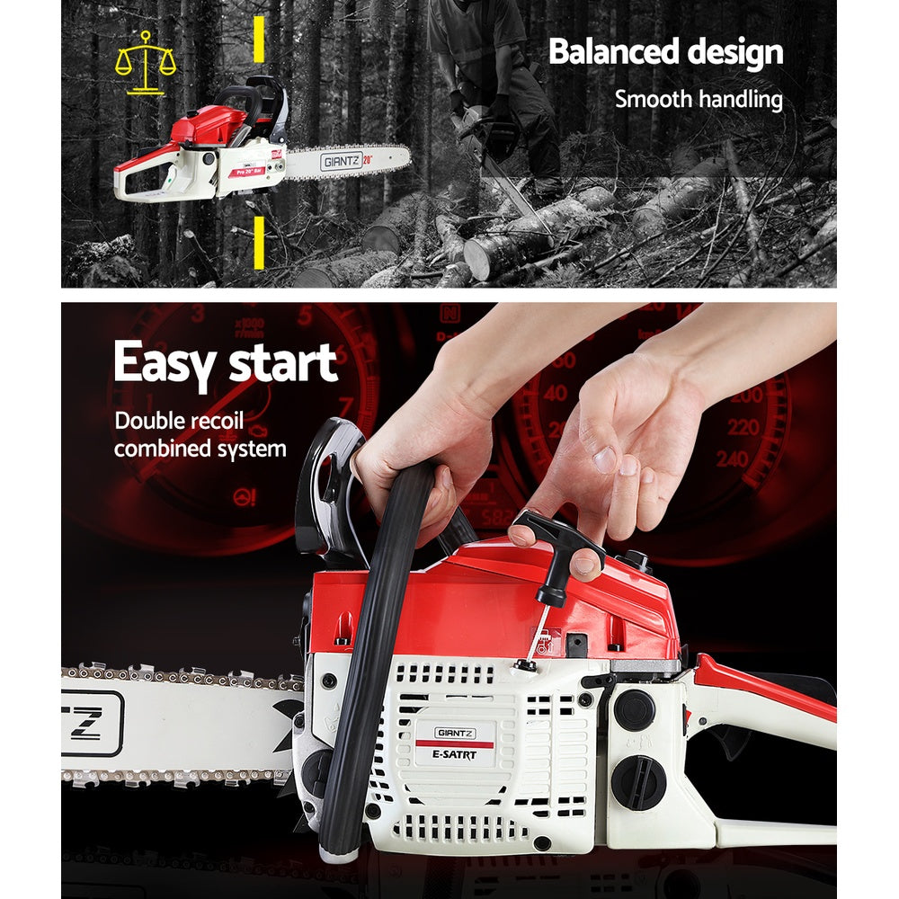 Marlook Chainsaw Petrol 52CC 20" Bar Commercial E-Start Pruning Chain Saw White,Marlook Chainsaw Petrol 52CC 20" Bar Commercial E-Start Pruning Chain Saw White