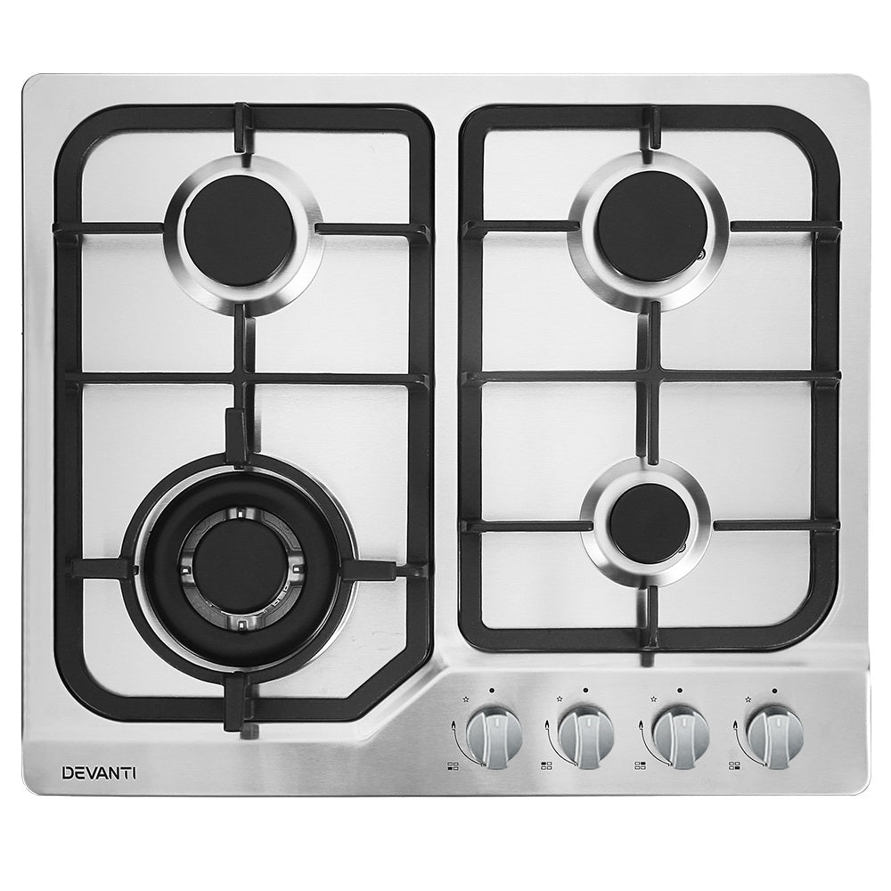 Marlook Gas Cooktop 60cm 4 Burner Silvir