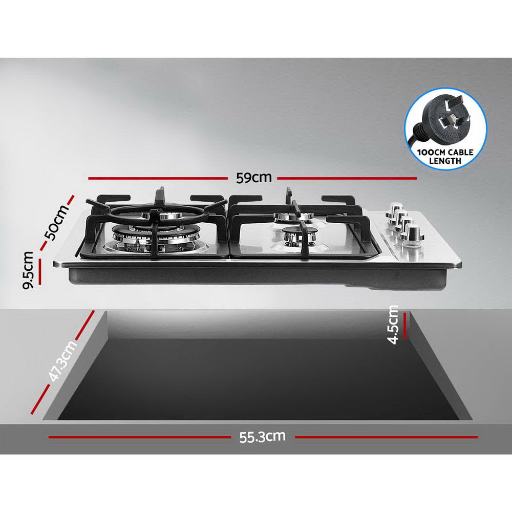 Marlook Gas Cooktop 60cm Stove Hob Silvir