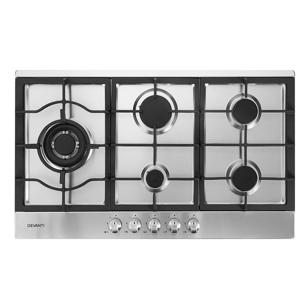 Marlook Gas Cooktop 90cm 5 Burner Silvir