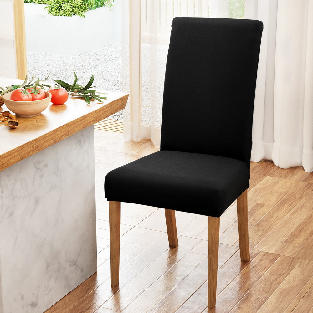 Marlook Dining Chair Covers 4x Slipcovers Spandex Stretch Banquet Wedding Black