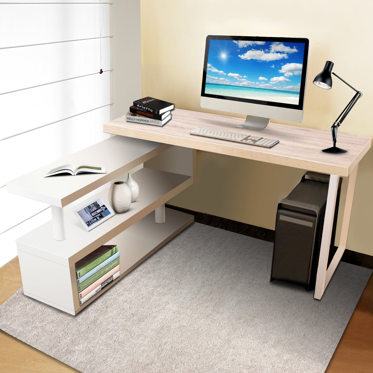 Marlook Computer Desk Bookshelf 140CM