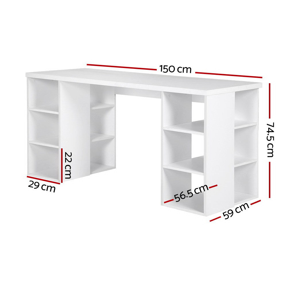 Marlook Computer Desk Bookshelf White 150CM