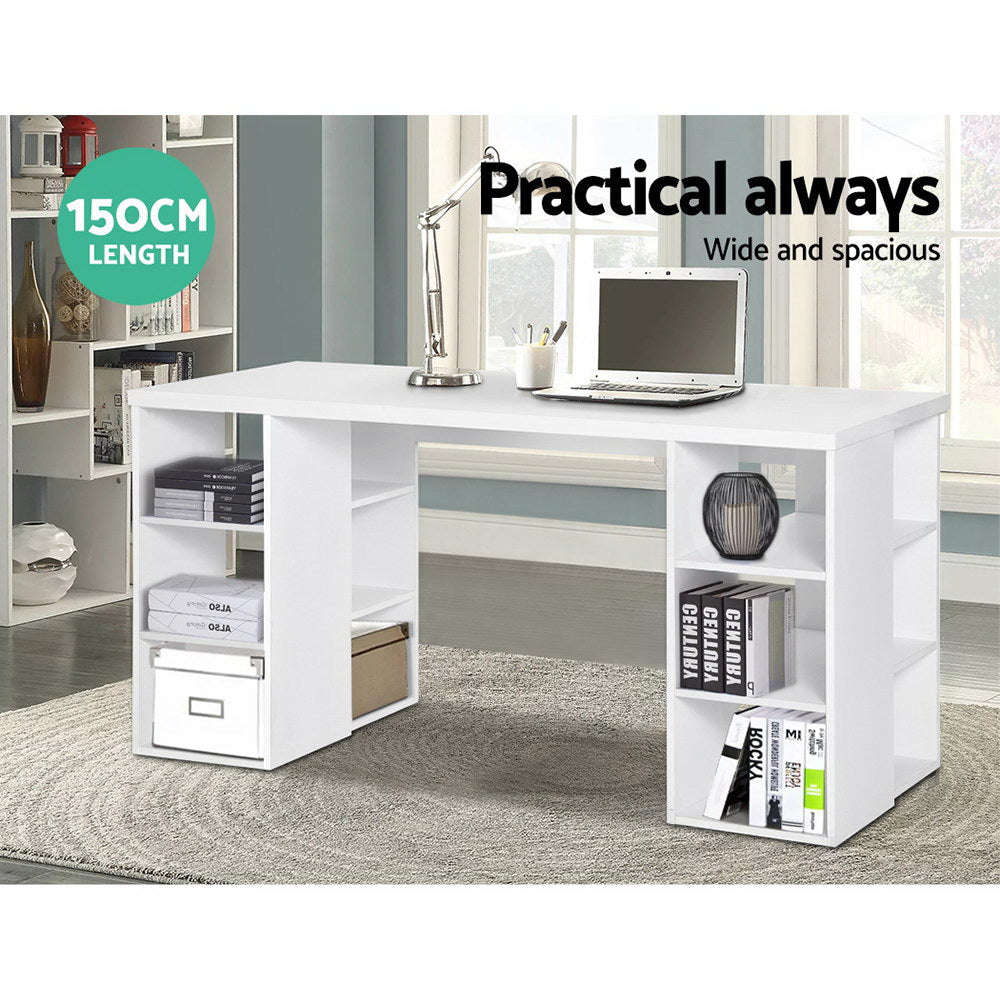 Marlook Computer Desk Bookshelf White 150CM