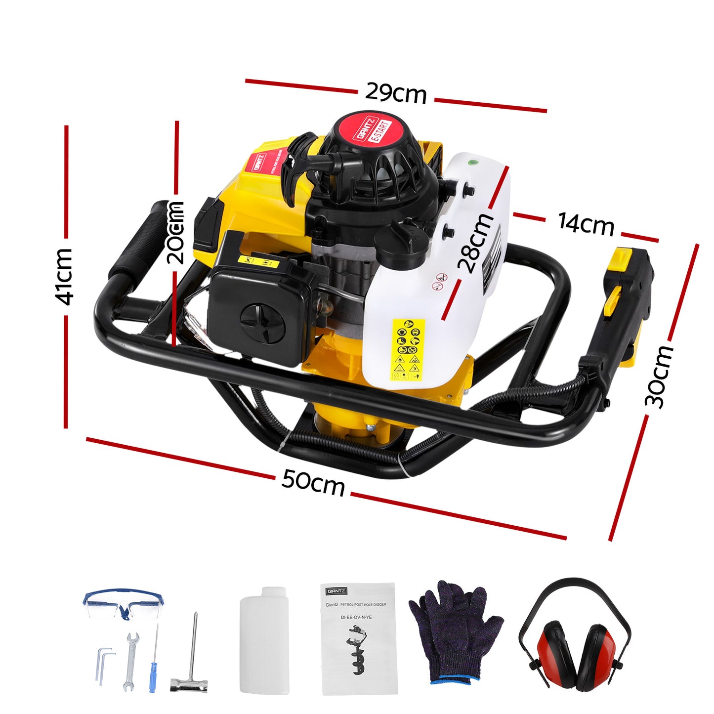 Marlook 82CC Post Hole Digger Motor Only Petrol Engine Yellow