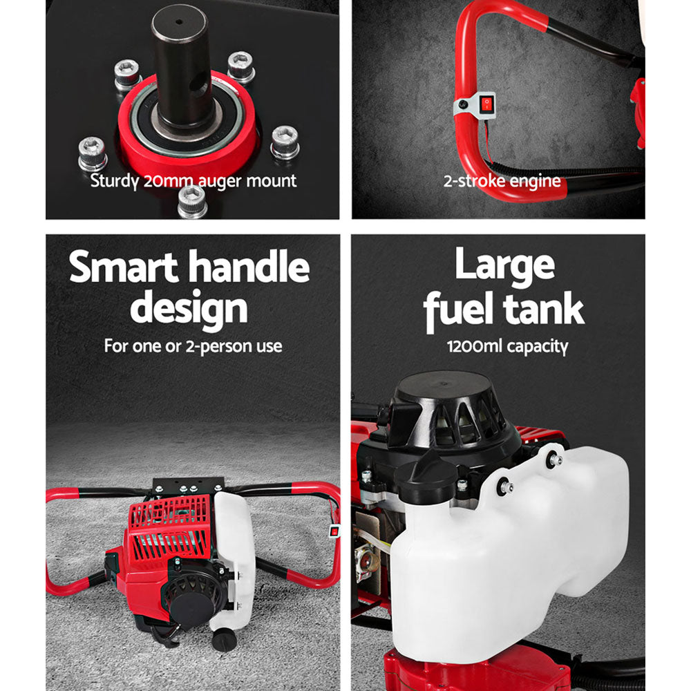 Marlook 80CC Petrol Post Hole Digger Motor Only Engine Red