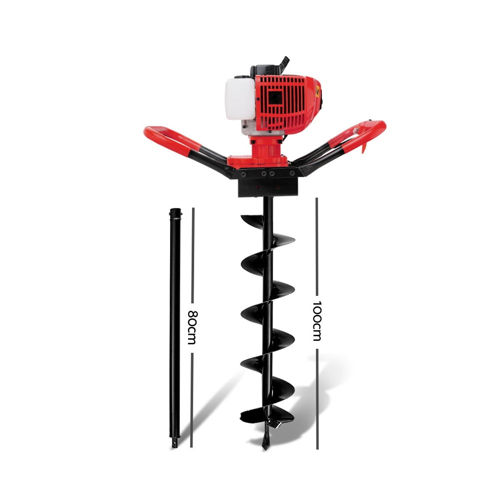 Marlook 80CC Post Hole Digger 200mm Petrol Drill Extension Bits Auger