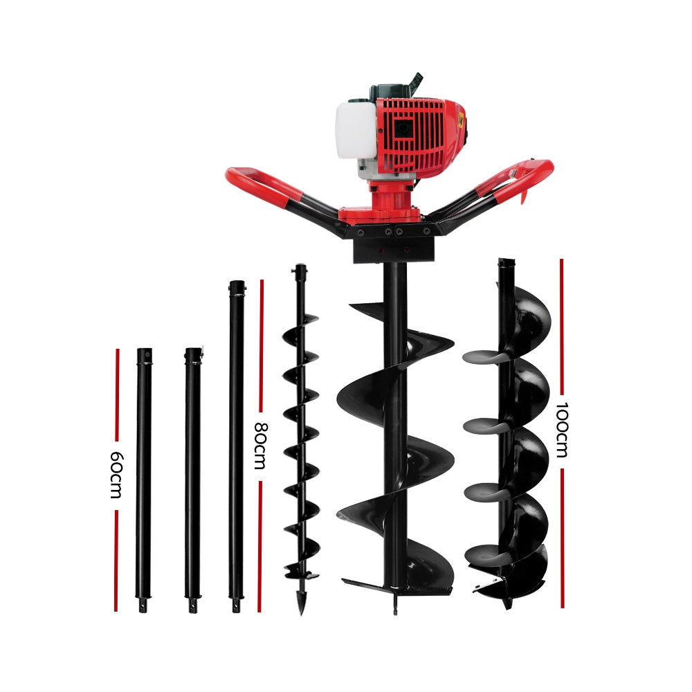 Marlook 80CC Petrol Post Hole Digger Extension Auger Bits Kit