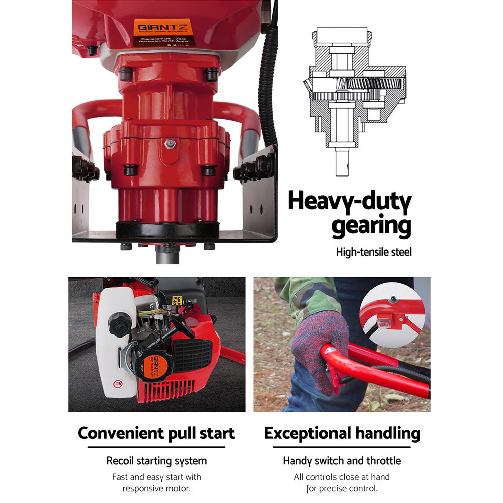 Marlook 66CC Post Hole Digger Motor Only Petrol Engine Red