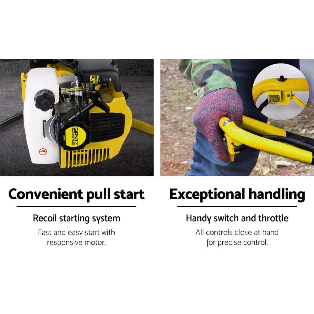 Marlook 80CC Post Hole Digger Motor Only Petrol Engine Yellow